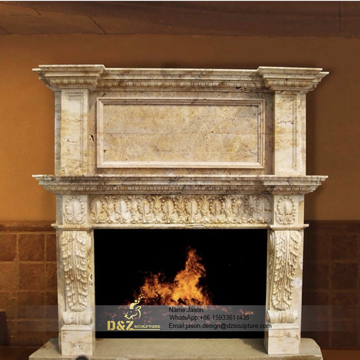 Stone delicate fireplace