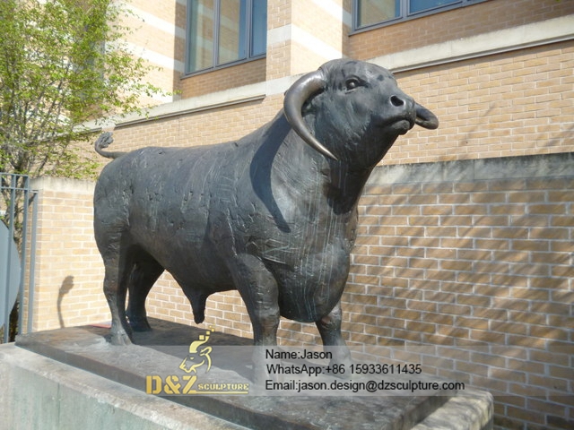 Bronze buffalo sculpture