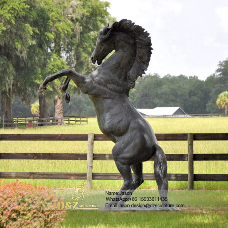 Jumping horse bronze statue